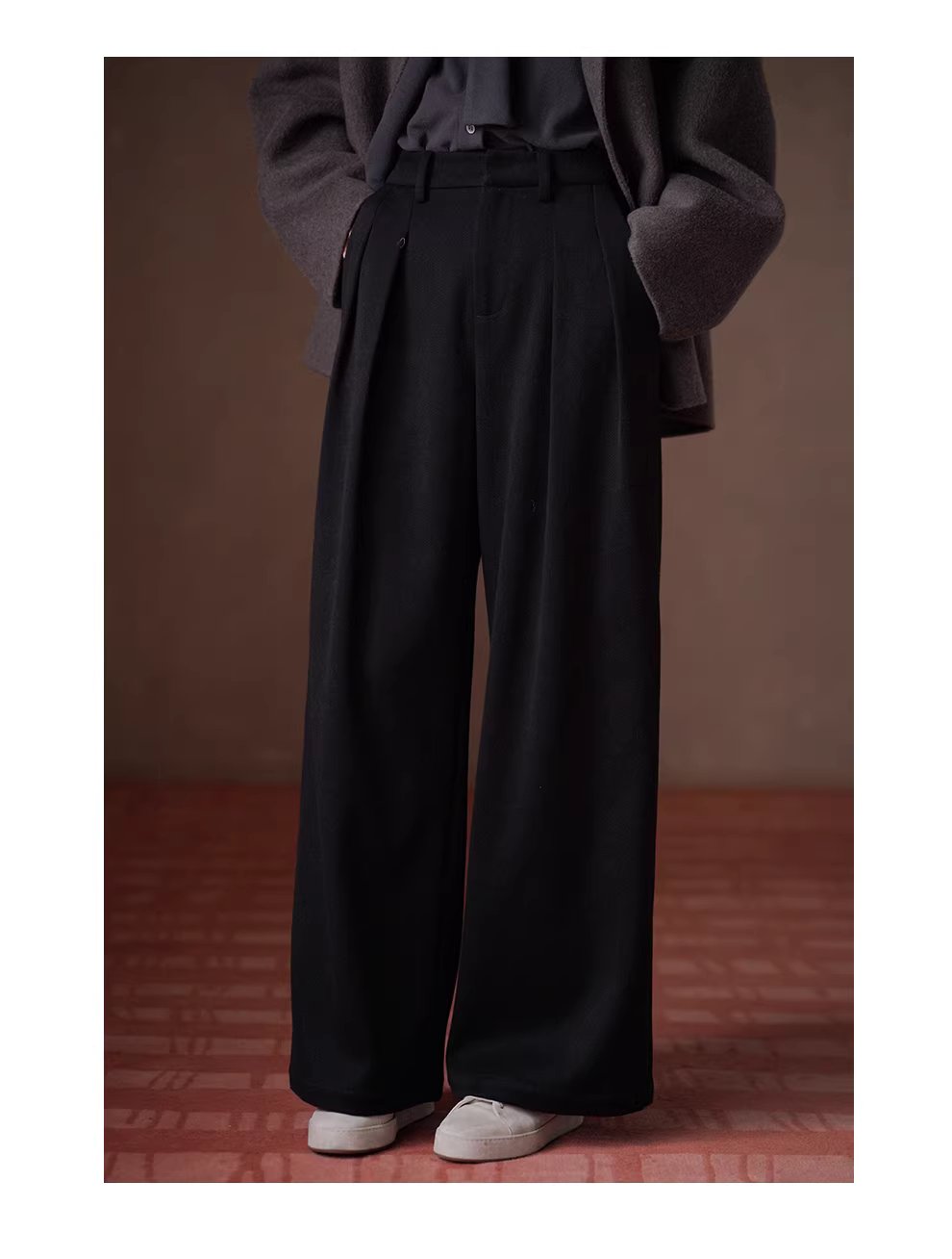 職場主角斜紋磨毛加厚寬鬆高腰通勤顯瘦闊腿西裝長褲女,職場主角斜紋磨毛加厚寬鬆高腰通勤顯瘦闊腿西裝長褲女,HBEW3059,職場主角斜紋磨毛加厚寬鬆高腰通勤顯瘦闊腿西裝長褲女,垂墜感佳,磨毛絨感