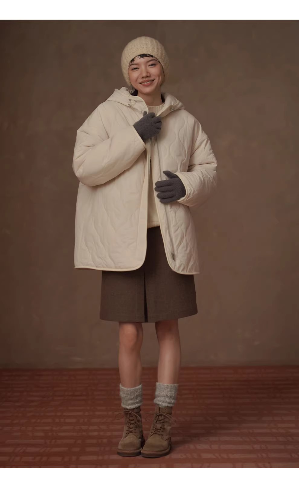 復古少女感綿羊毛混紡挺括呢料靈動褶襉高腰顯瘦半身裙,復古少女感綿羊毛混紡挺括呢料靈動褶襉高腰顯瘦半身裙,HBEW2042,復古少女感綿羊毛混紡挺括呢料靈動褶襉高腰顯瘦半身裙,口袋造型,羊毛混紡