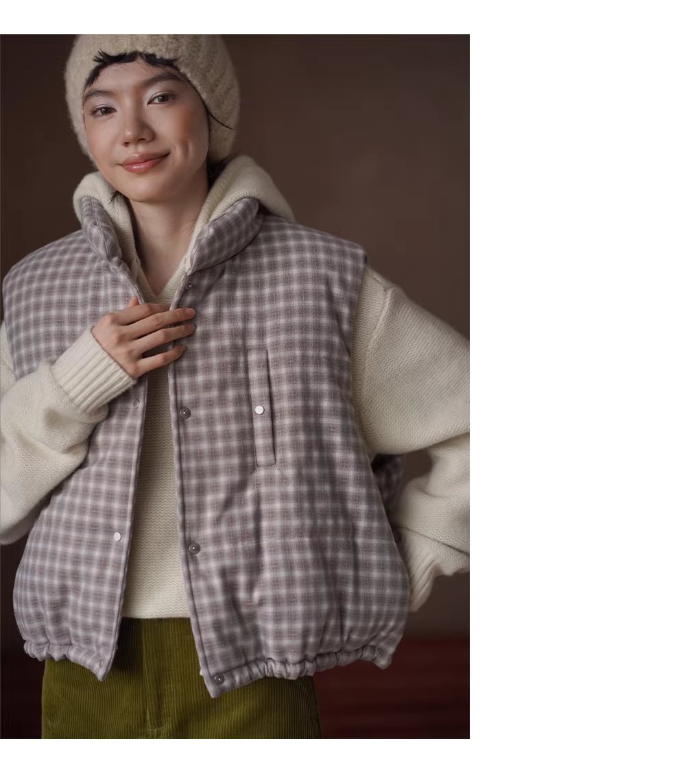 清新韓女格紋時髦疊穿保暖棉服立領短款寬鬆顯瘦馬甲女,清新韓女格紋時髦疊穿保暖棉服立領短款寬鬆顯瘦馬甲女,HBEW5123,清新韓女格紋時髦疊穿保暖棉服立領短款寬鬆顯瘦馬甲女,清新格紋,細節滿分