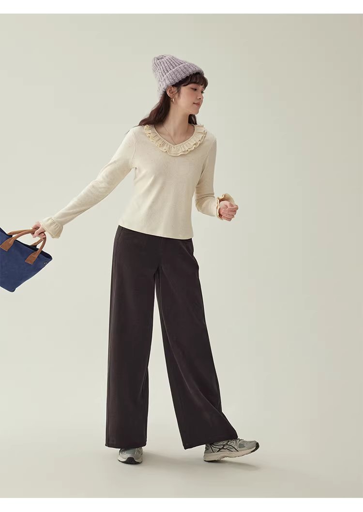 彩點荷葉邊v領厚T恤女冬季新款甜美打底長袖上衣,彩點荷葉邊v領厚T恤女冬季新款甜美打底長袖上衣,HBEW1186,彩點荷葉邊v領厚T恤女冬季新款甜美打底長袖上衣,荷葉邊領,彩點面料