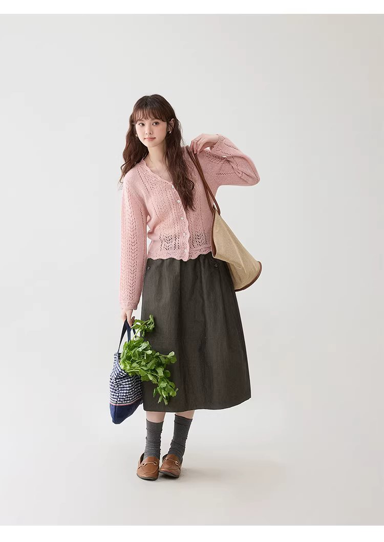 復古蕾絲鬆緊腰口袋半身裙女春季新款百搭A字中長裙,復古蕾絲鬆緊腰口袋半身裙女春季新款百搭A字中長裙,HBFS2002,復古蕾絲鬆緊腰口袋半身裙女春季新款百搭A字中長裙,荷葉邊,舒適面料