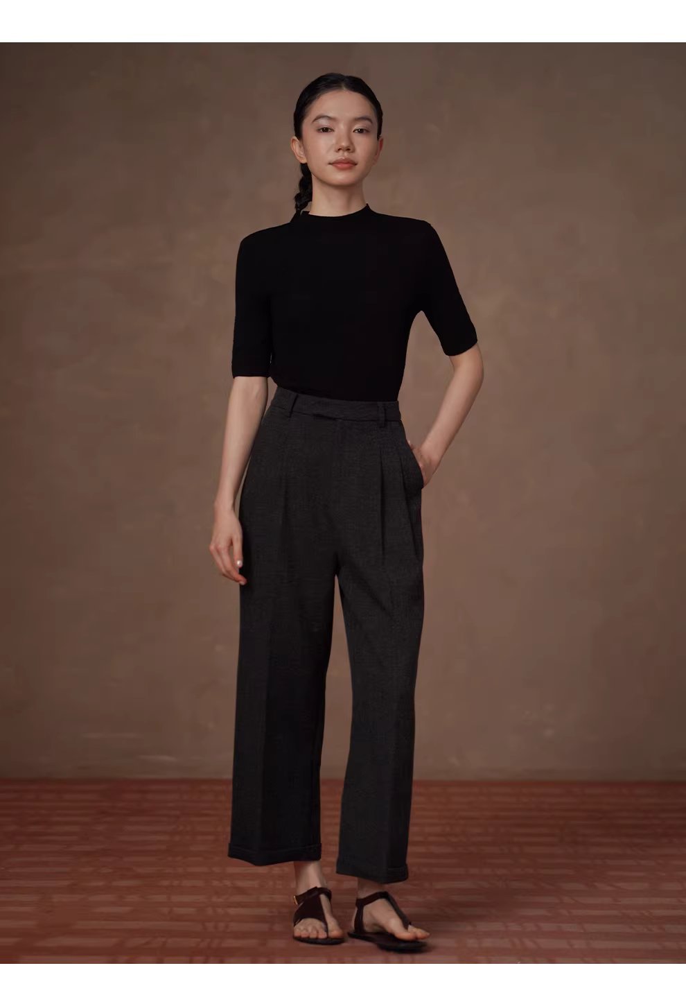 靜奢通勤訂製花灰肌理顯瘦高腰利落直筒折邊西裝長褲女,靜奢通勤訂製花灰肌理顯瘦高腰利落直筒折邊西裝長褲女,HBFS3001,靜奢通勤訂製花灰肌理顯瘦高腰利落直筒折邊西裝長褲女,壓褶收腰,花灰面料