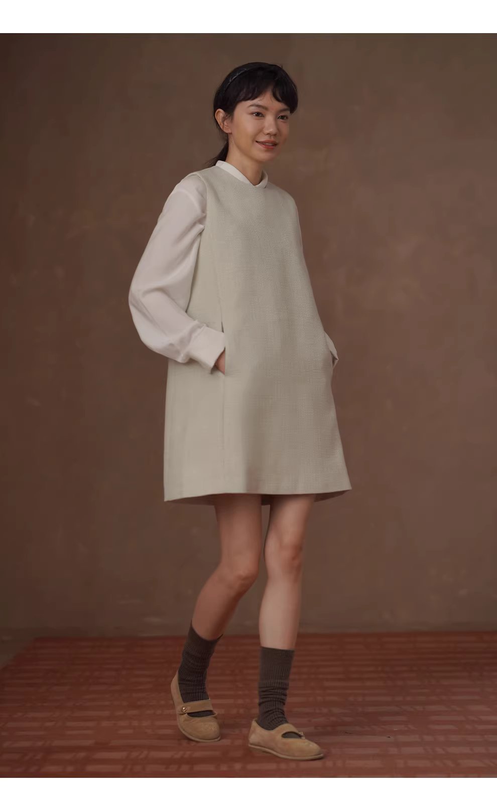 簡約且獨特編織小香肌理圓領直筒顯瘦疊穿背心洋裝女,簡約且獨特編織小香肌理圓領直筒顯瘦疊穿背心洋裝女,HBFS7005,簡約且獨特編織小香肌理圓領直筒顯瘦疊穿背心洋裝女,直筒修身,百搭實穿