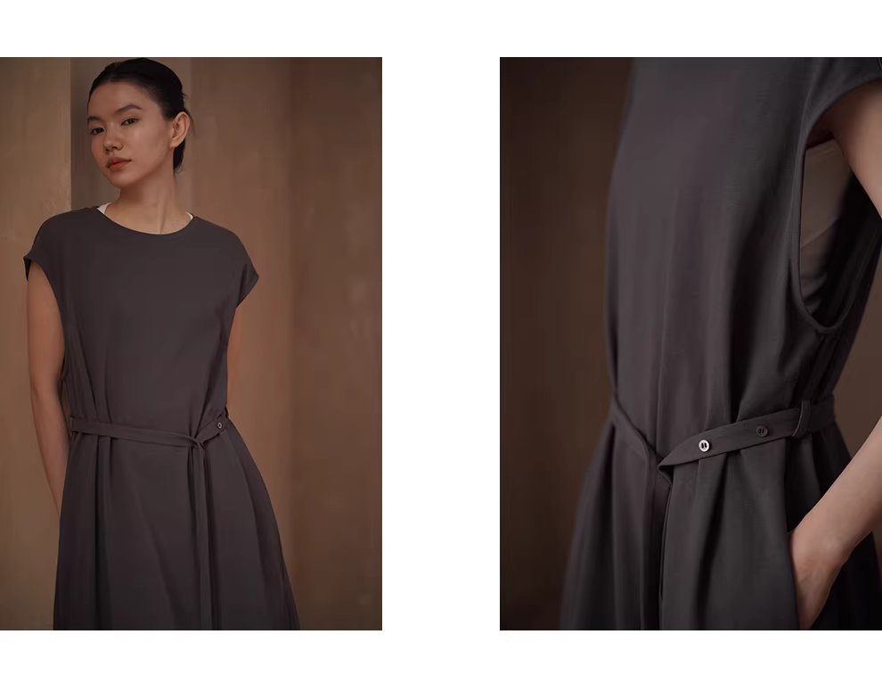 綿柔禪意100棉寬鬆直筒圓領可調式腰帶顯瘦無袖通勤洋裝,綿柔禪意100棉寬鬆直筒圓領可調式腰帶顯瘦無袖通勤洋裝,HBFS7006,綿柔禪意100棉寬鬆直筒圓領可調式腰帶顯瘦無袖通勤洋裝,自然垂墜,簡約大器