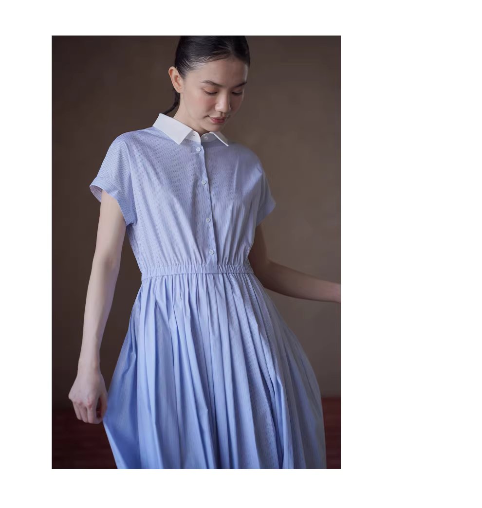 格林島嶼清新條紋洋裝親膚透氣撞色翻領收腰顯瘦洋裝,格林島嶼清新條紋洋裝親膚透氣撞色翻領收腰顯瘦洋裝,HBFS7008,格林島嶼清新條紋洋裝親膚透氣撞色翻領收腰顯瘦洋裝,軟糯親膚,版型顯瘦