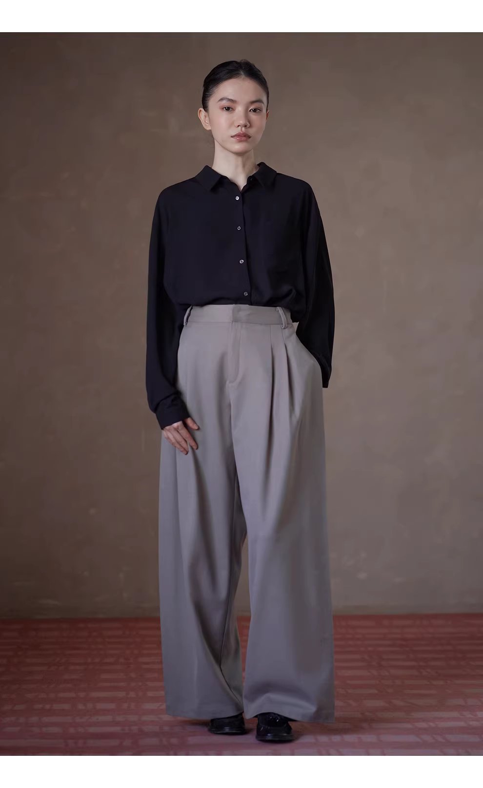 輕盈絲滑雙面雪紡顯瘦垂感落肩基本款簡約翻領通勤襯衫,輕盈絲滑雙面雪紡顯瘦垂感落肩基本款簡約翻領通勤襯衫,HBFS1017,輕盈絲滑雙面雪紡顯瘦垂感落肩基本款簡約翻領通勤襯衫,絲滑垂墜,簡約帥氣