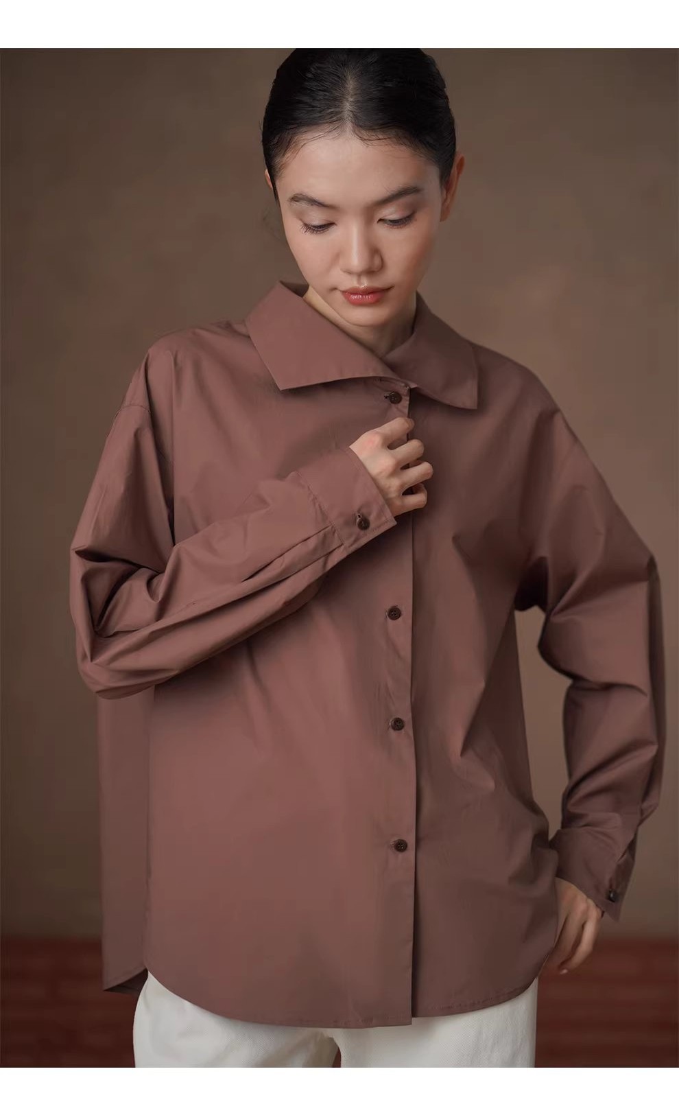 突破基礎大翻領復古寬鬆顯瘦襯衫挺括透氣100棉通勤外套,突破基礎大翻領復古寬鬆顯瘦襯衫挺括透氣100棉通勤外套,HBFS5003,突破基礎大翻領復古寬鬆顯瘦襯衫挺括透氣100棉通勤外套,純棉親膚,版型舒適