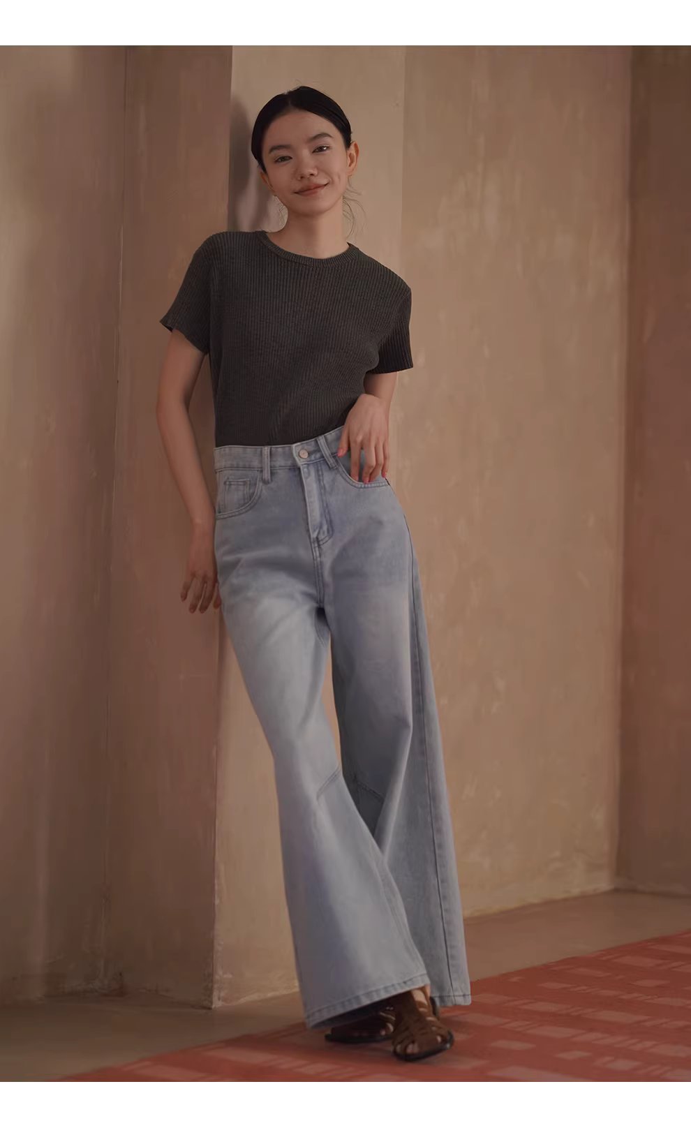 綿軟龍井酥雪尼爾紗線粗坑條肌理感短袖圓領彈力顯瘦T恤,綿軟龍井酥雪尼爾紗線粗坑條肌理感短袖圓領彈力顯瘦T恤,HBFS1036,綿軟龍井酥雪尼爾紗線粗坑條肌理感短袖圓領彈力顯瘦T恤,軟糯親膚,坑條彈性