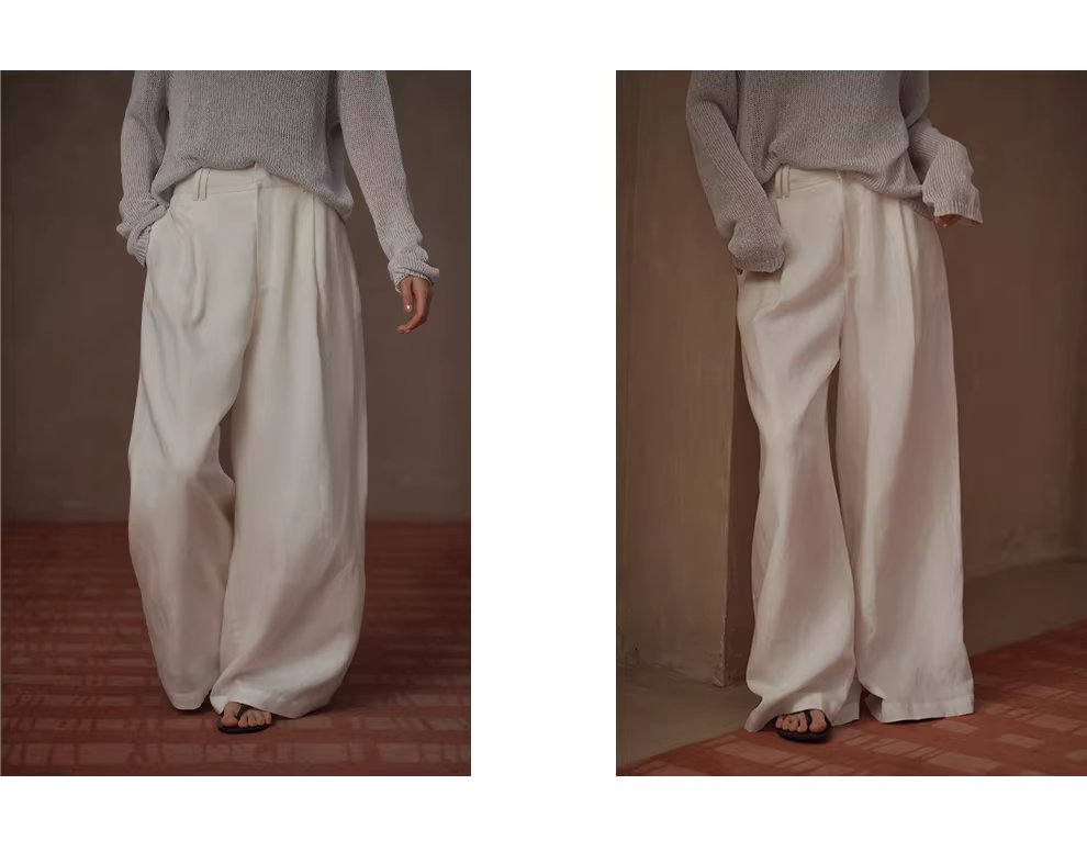 老錢典範顯瘦鬆弛感透氣亞麻萊賽爾寬鬆通勤闊腿長褲女,老錢典範顯瘦鬆弛感透氣亞麻萊賽爾寬鬆通勤闊腿長褲女,HBFS3011,老錢典範顯瘦鬆弛感透氣亞麻萊賽爾寬鬆通勤闊腿長褲女,透氣不悶,加寬腰頭