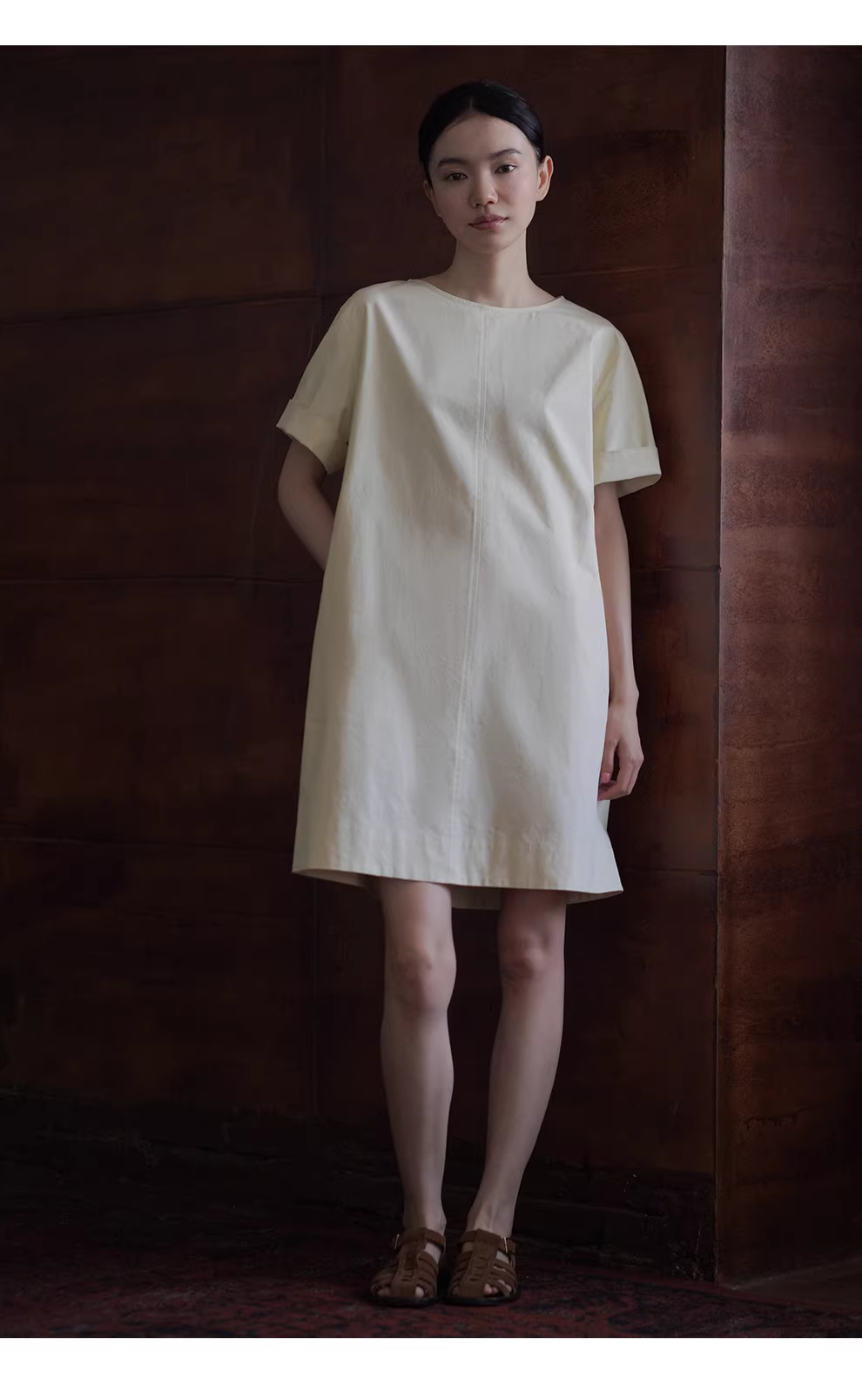 極簡美學透氣萊賽爾棉後領紐扣挺括寬鬆A字顯瘦洋裝女,極簡美學透氣萊賽爾棉後領紐扣挺括寬鬆A字顯瘦洋裝女,HBFS7022,極簡美學透氣萊賽爾棉後領紐扣挺括寬鬆A字顯瘦洋裝女,簡約質感,天絲混棉