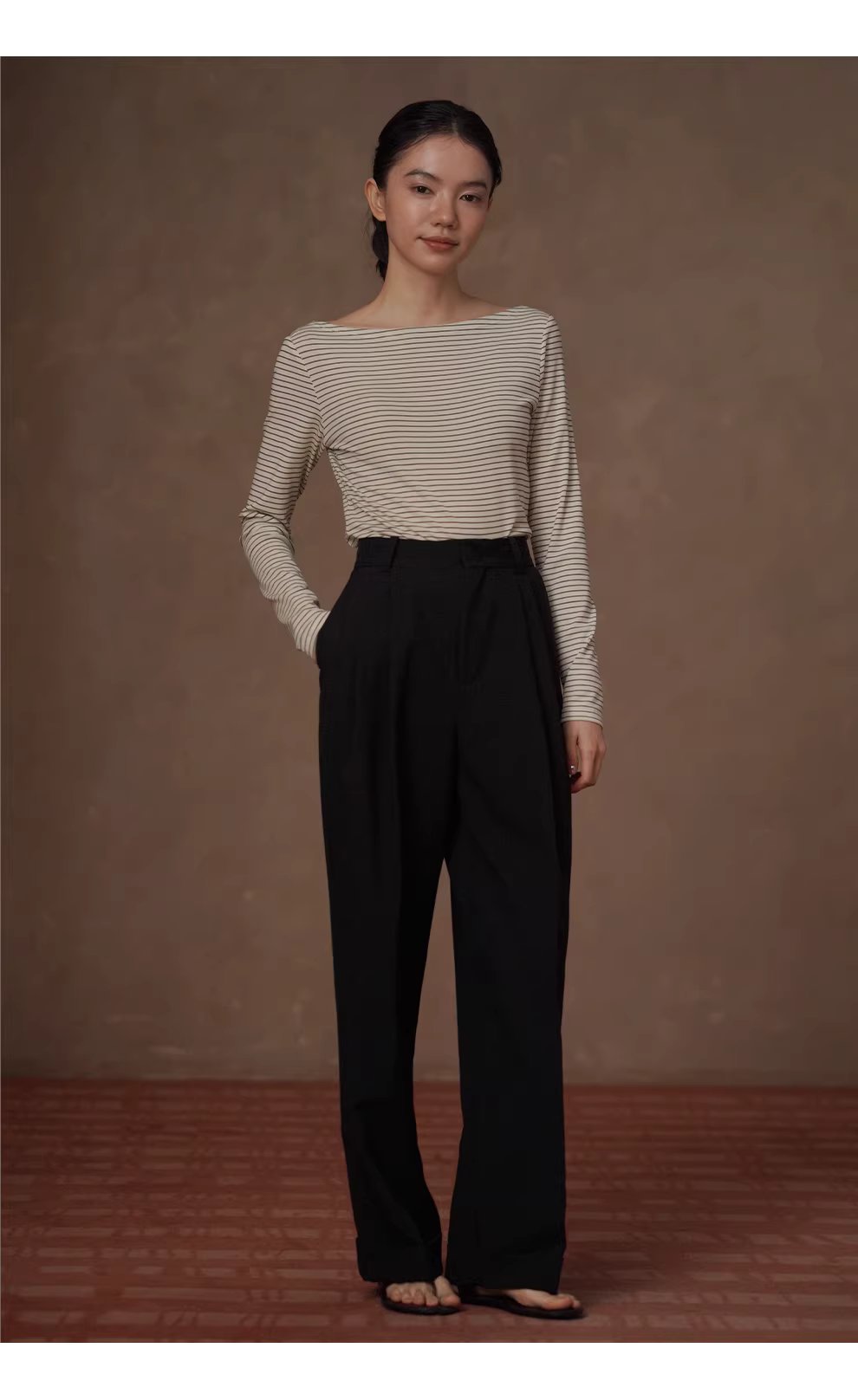 法式經典細條紋上衣氣質一字領正肩顯瘦長袖休閒百搭T恤,上衣,法式經典細條紋上衣氣質一字領正肩顯瘦長袖休閒百搭T恤,HBFS1065,法式經典細條紋上衣氣質一字領正肩顯瘦長袖休閒百搭T恤,彈性透氣