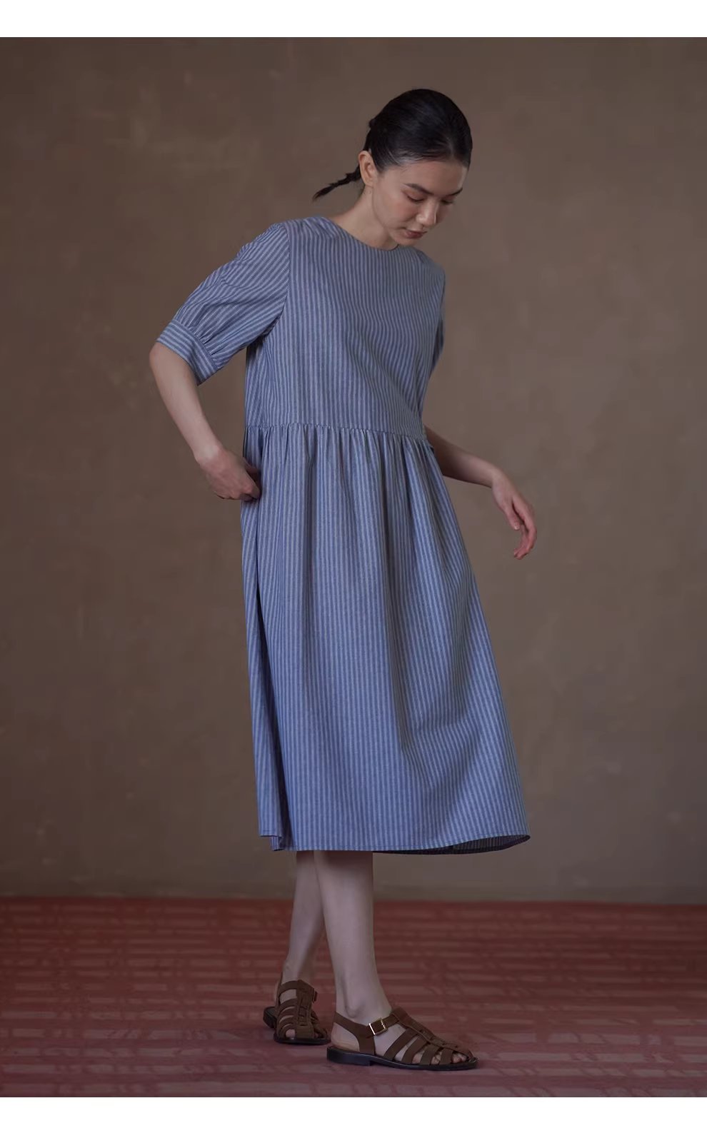 海上環遊記洋裝清新顯瘦豎條紋圓領短袖遮肉長裙,海上環遊記洋裝清新顯瘦豎條紋圓領短袖遮肉長裙,HBFS7023,海上環遊記洋裝清新顯瘦豎條紋圓領短袖遮肉長裙,純棉親膚,簡約慵懶