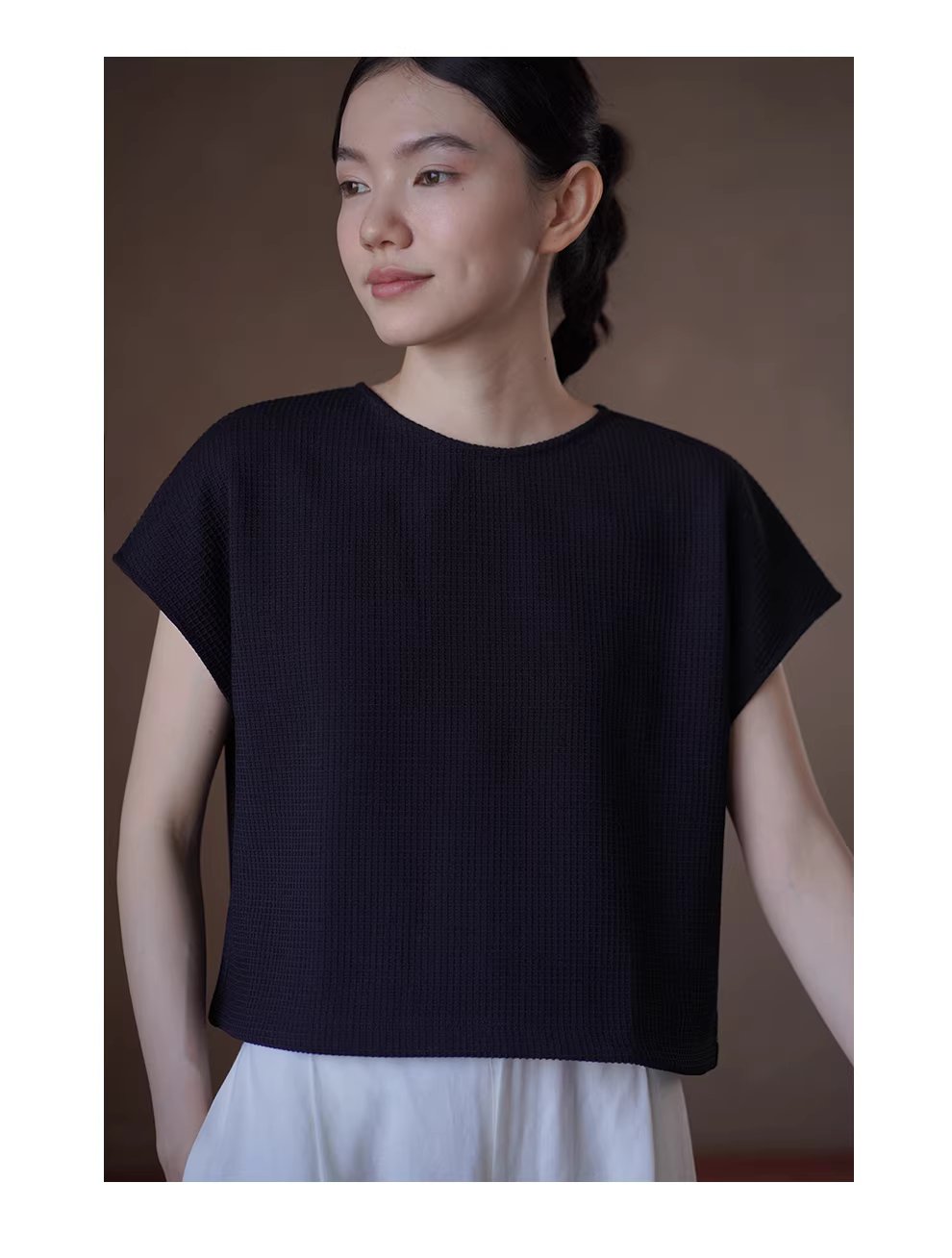 極簡的舒適感華夫格肌理連肩袖設計寬鬆挺括顯瘦通勤T恤,極簡的舒適感華夫格肌理連肩袖設計寬鬆挺括顯瘦通勤T恤,HBFS1069,極簡的舒適感華夫格肌理連肩袖設計寬鬆挺括顯瘦通勤T恤,舒適華夫格,連肩設計