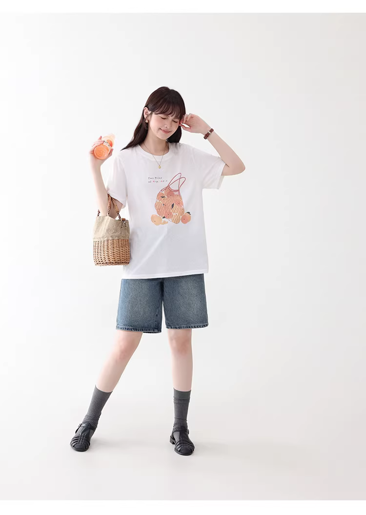 時尚塗鴉印花白色短袖T恤女夏新款寬鬆顯瘦圓領上衣,時尚塗鴉印花白色短袖T恤女夏新款寬鬆顯瘦圓領上衣,HBFS1083,時尚塗鴉印花白色短袖T恤女夏新款寬鬆顯瘦圓領上衣,童趣印花,百搭實穿