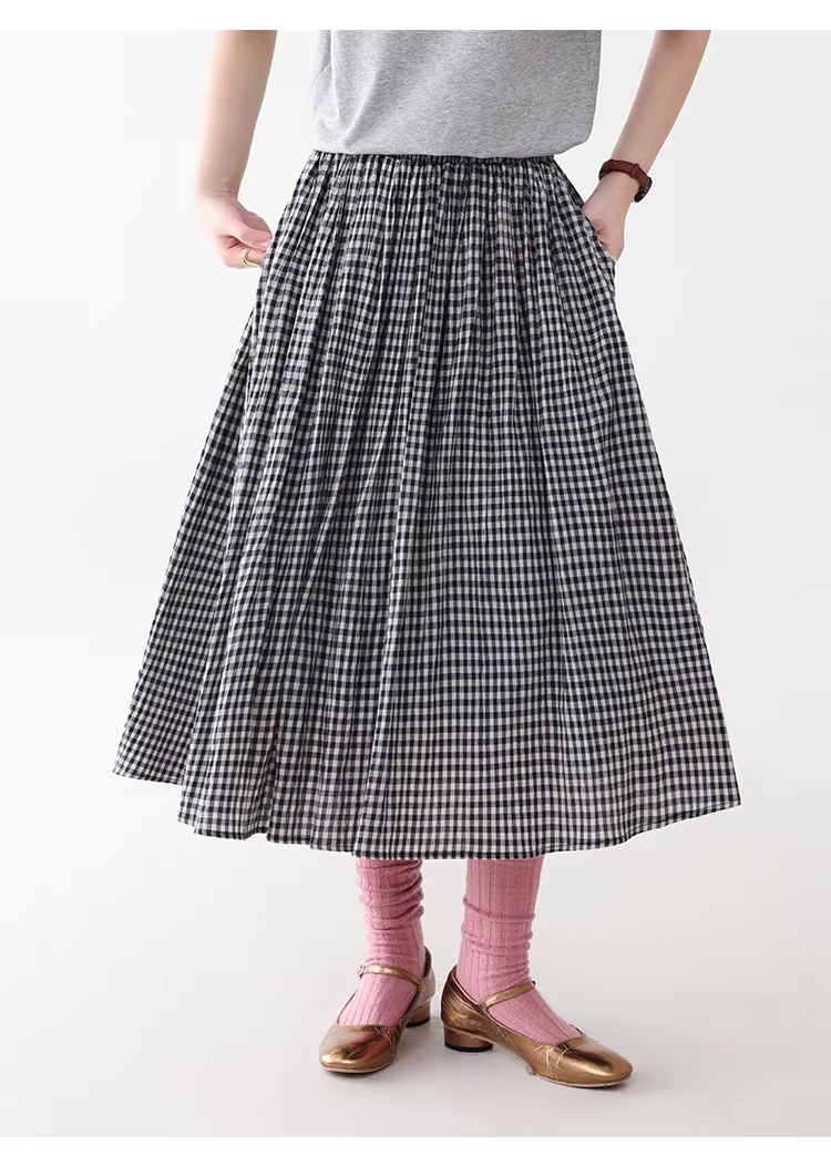 復古格紋飄逸純棉半身裙女夏季新款鬆緊腰中長裙,復古格紋飄逸純棉半身裙女夏季新款鬆緊腰中長裙,HBFS2014,復古格紋飄逸純棉半身裙女夏季新款鬆緊腰中長裙,復古格紋,全棉面料