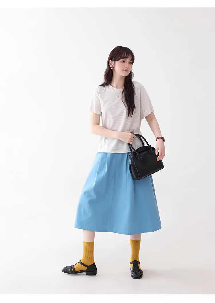 扭結圓領棉麻感條紋T恤女夏季新款寬鬆短袖上衣,扭結圓領棉麻感條紋T恤女夏季新款寬鬆短袖上衣,HBFS1089,扭結圓領棉麻感條紋T恤女夏季新款寬鬆短袖上衣,條紋造型,棉麻材質