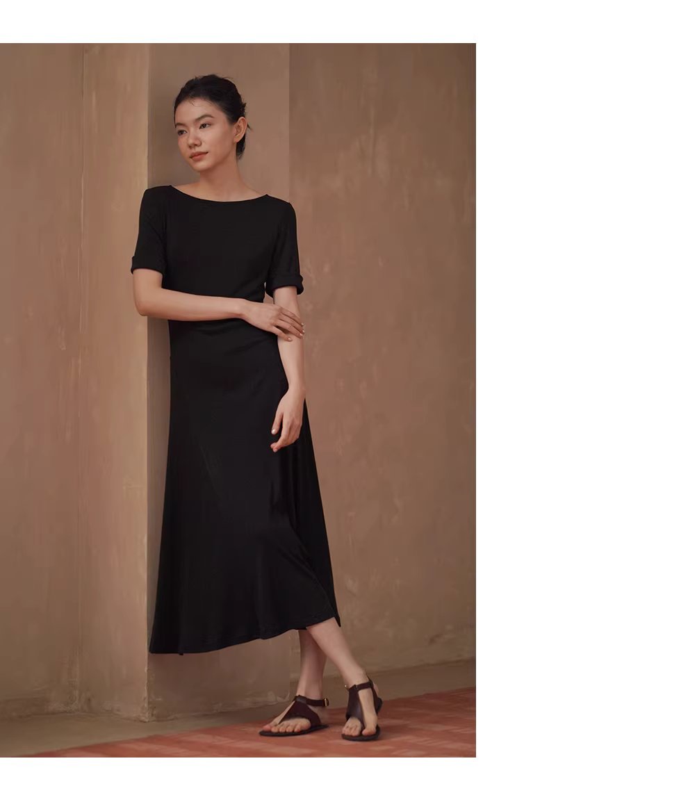 顯瘦標配小黑裙彈性親膚合身遮肉中袖圓領長洋裝女,顯瘦標配小黑裙彈性親膚合身遮肉中袖圓領長洋裝女,HBFS7035,顯瘦標配小黑裙彈性親膚合身遮肉中袖圓領長洋裝女,彈性親膚,收腰顯瘦