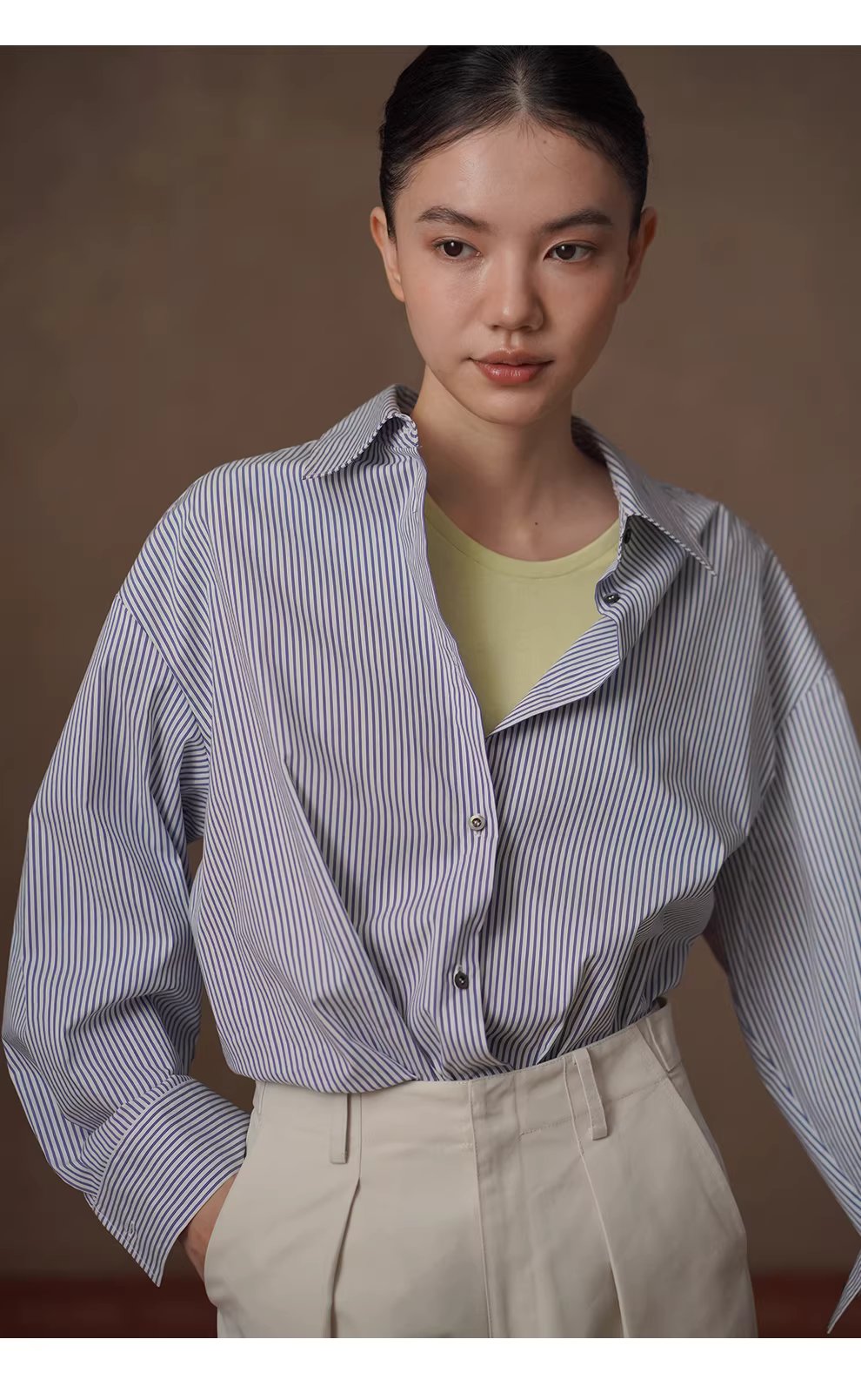 清新法式藍白條紋親膚棉感通勤寬鬆顯瘦疊穿翻領襯衫女,清新法式藍白條紋親膚棉感通勤寬鬆顯瘦疊穿翻領襯衫女,HBFS1093,清新法式藍白條紋親膚棉感通勤寬鬆顯瘦疊穿翻領襯衫女,親敷不易皺,版型俐落