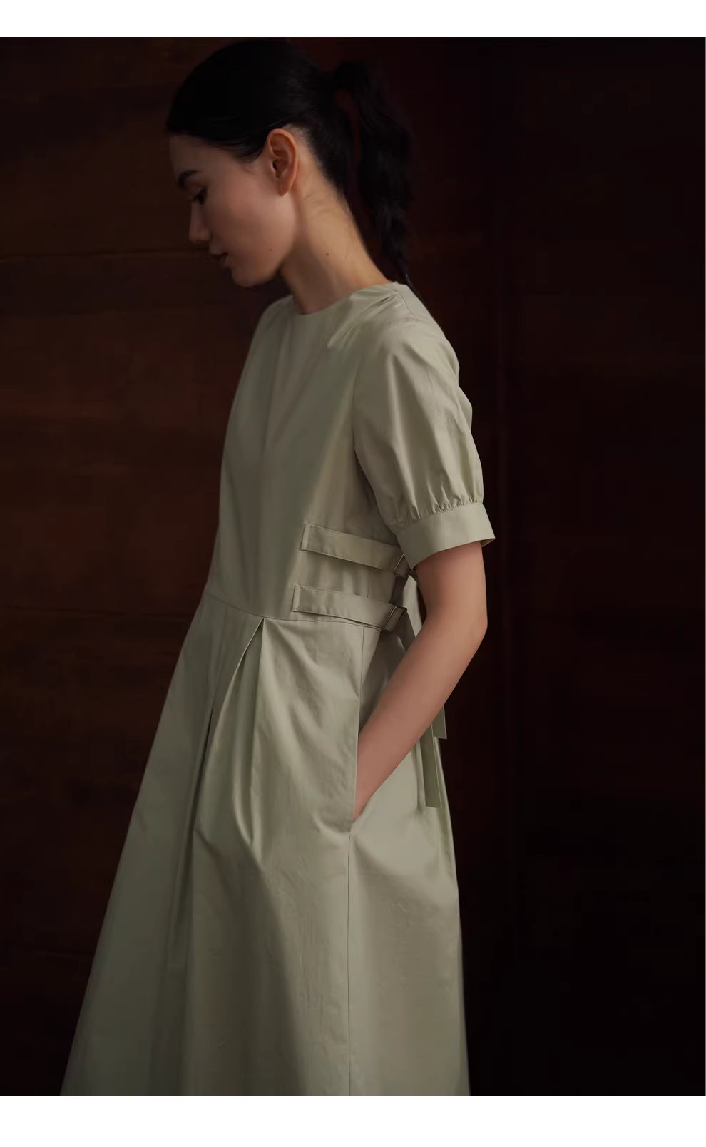 收腰立體壓褶腰袢設計100棉圓領泡泡袖寬鬆顯瘦洋裝女,收腰立體壓褶腰袢設計100棉圓領泡泡袖寬鬆顯瘦洋裝女,HBFS7042,收腰立體壓褶腰袢設計100棉圓領泡泡袖寬鬆顯瘦洋裝女,純棉親膚,版型修飾