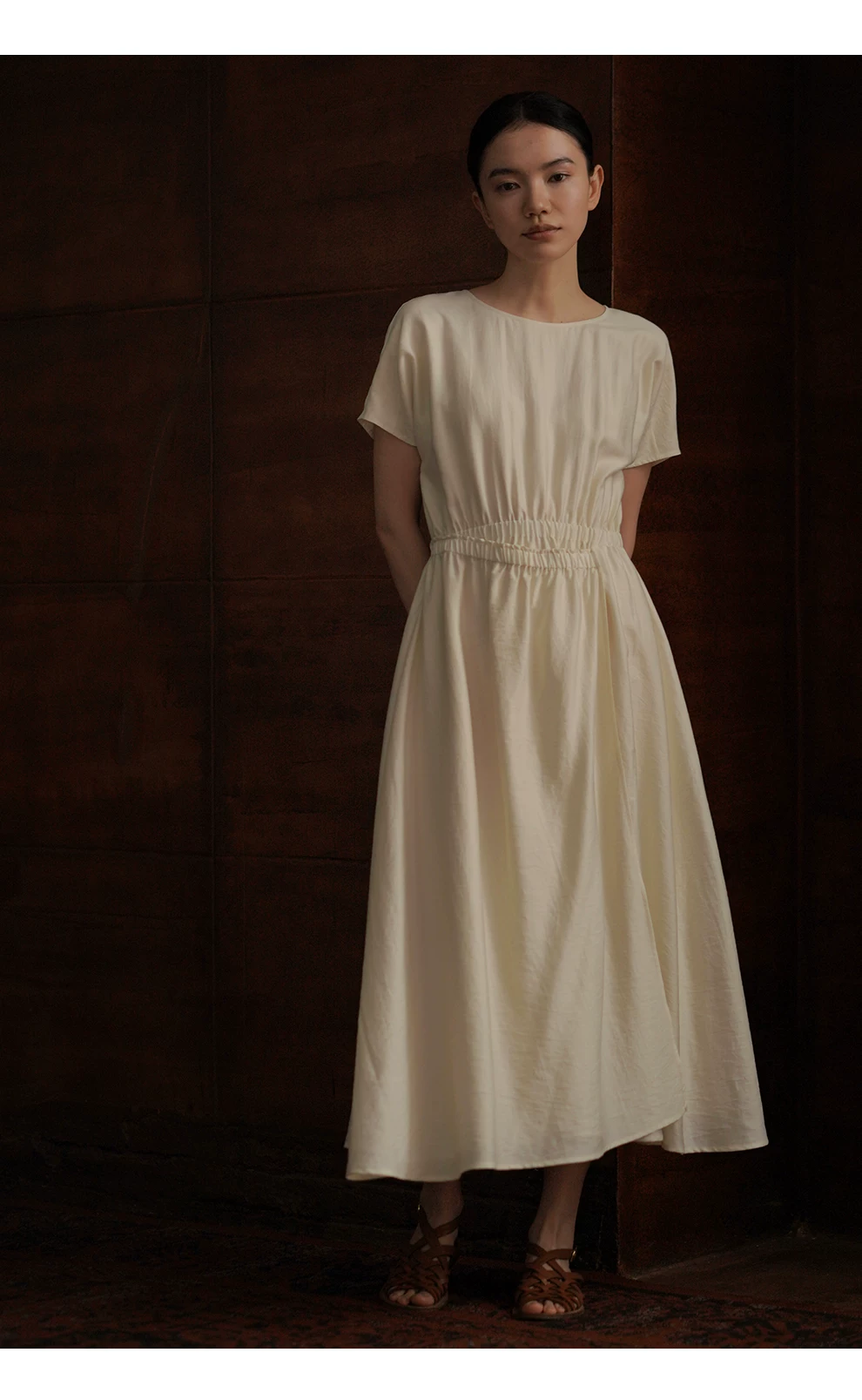 柔月光設計感纏繞式層次感鬆緊高腰圓領顯瘦洋裝女,柔月光設計感纏繞式層次感鬆緊高腰圓領顯瘦洋裝女,HBFS7044,柔月光設計感纏繞式層次感鬆緊高腰圓領顯瘦洋裝女,天絲涼感,腰腹鬆緊