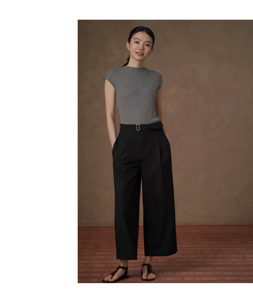 顯瘦亟需不挑人俐落簡約寬鬆高腰袋蓋通勤八分寬褲女,顯瘦亟需不挑人俐落簡約寬鬆高腰袋蓋通勤八分寬褲女,HBFS3025,顯瘦亟需不挑人俐落簡約寬鬆高腰袋蓋通勤八分寬褲女,親膚耐洗,調節腰圍