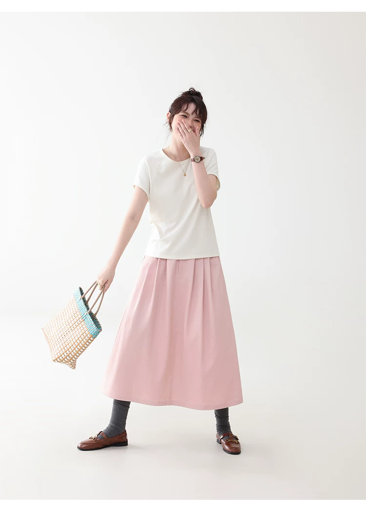 雙面長絨棉舒適短袖T恤女夏季新款通勤百搭上衣,雙面長絨棉舒適短袖T恤女夏季新款通勤百搭上衣,HBFS1105,雙面長絨棉舒適短袖T恤女夏季新款通勤百搭上衣,必備單品,天絲混棉