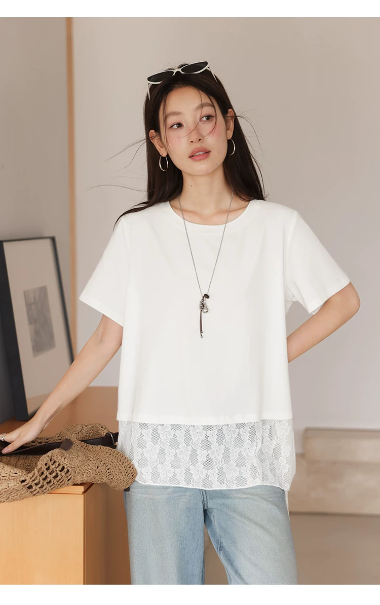 大尺碼胖mm寬鬆白色短袖T恤女2026新款夏季蕾絲拼接綁帶上衣,大尺碼胖mm寬鬆白色短袖T恤女2026新款夏季蕾絲拼接綁帶上衣,HBFS1247,大尺碼胖mm寬鬆白色短袖T恤女2026新款夏季蕾絲拼接綁帶上衣,中大尺碼,蕾絲拼接