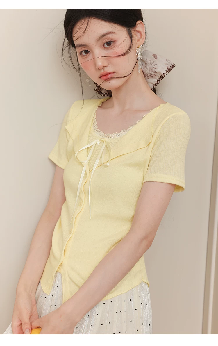 大尺碼女裝假兩件短袖黃色T恤女2026新款夏季多巴胺漂亮上衣,大尺碼女裝假兩件短袖黃色T恤女2026新款夏季多巴胺漂亮上衣,HBFS1249,大尺碼女裝假兩件短袖黃色T恤女2026新款夏季多巴胺漂亮上衣,中大尺碼,假兩件式