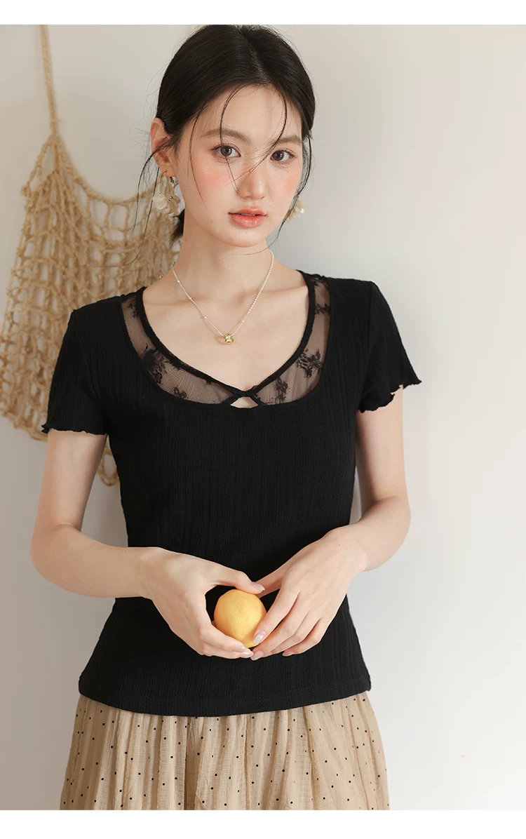 大尺碼巨好看短袖蕾絲拼接V領T恤女2026新款夏季簡約氣質上衣,大尺碼巨好看短袖蕾絲拼接V領T恤女2026新款夏季簡約氣質上衣,HBFS1289,大尺碼巨好看短袖蕾絲拼接V領T恤女2026新款夏季簡約氣質上衣,中大尺碼,蕾絲拼接
