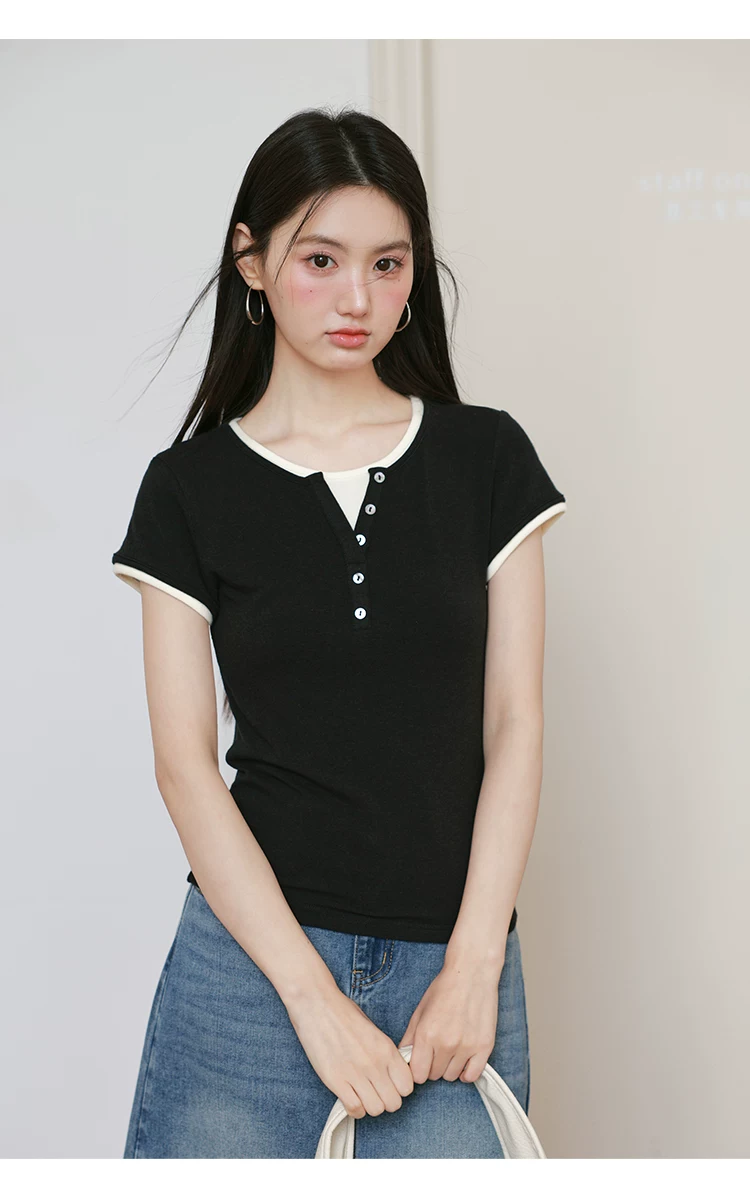 大尺碼撞色假兩件短袖T恤女2026新款巨好看的上衣不撞款夏裝,大尺碼撞色假兩件短袖T恤女2026新款巨好看的上衣不撞款夏裝,HBFS1318,大尺碼撞色假兩件短袖T恤女2026新款巨好看的上衣不撞款夏裝,中大尺碼,假兩件式