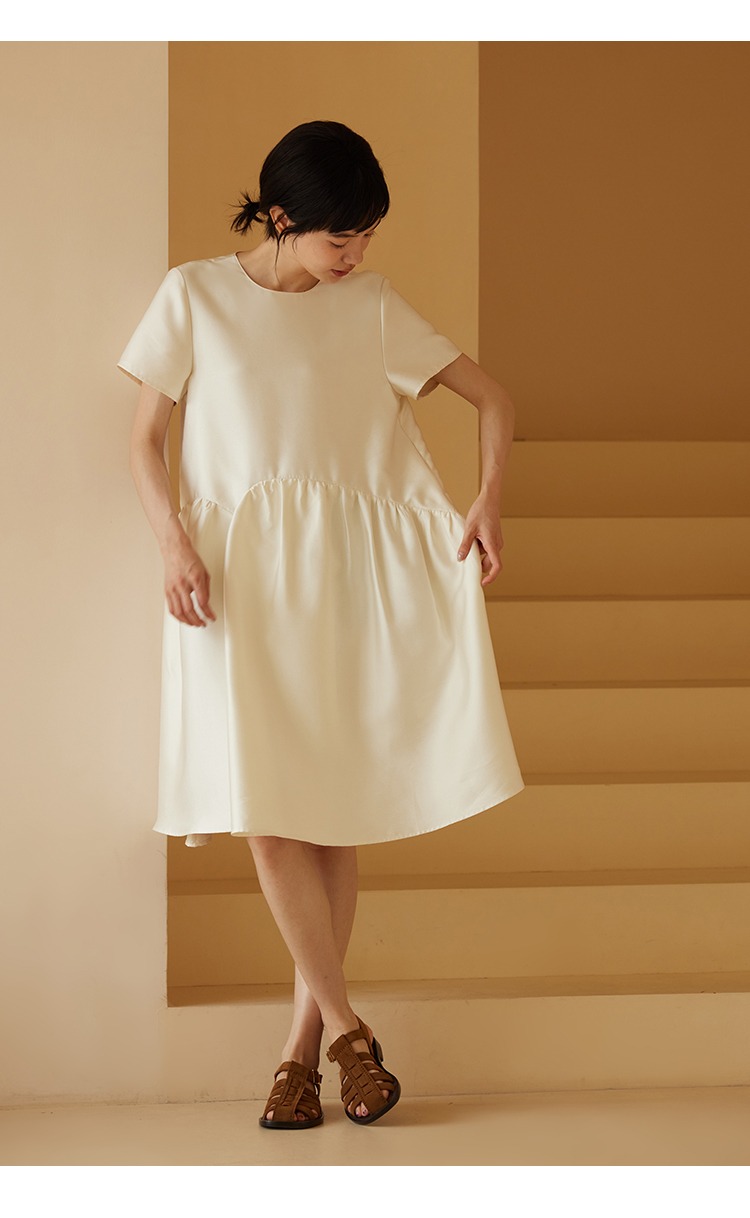 天鵝湖公主連身裙細珠光氛圍感寬鬆不規則腰線顯瘦洋裝