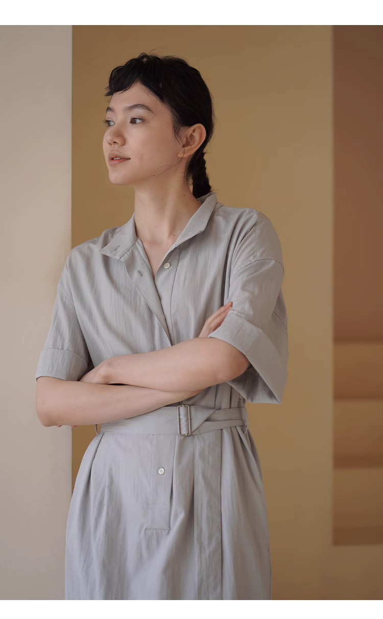中式侘寂風美學洋裝淡雅寬鬆顯瘦不挑人通勤襯衫裙子