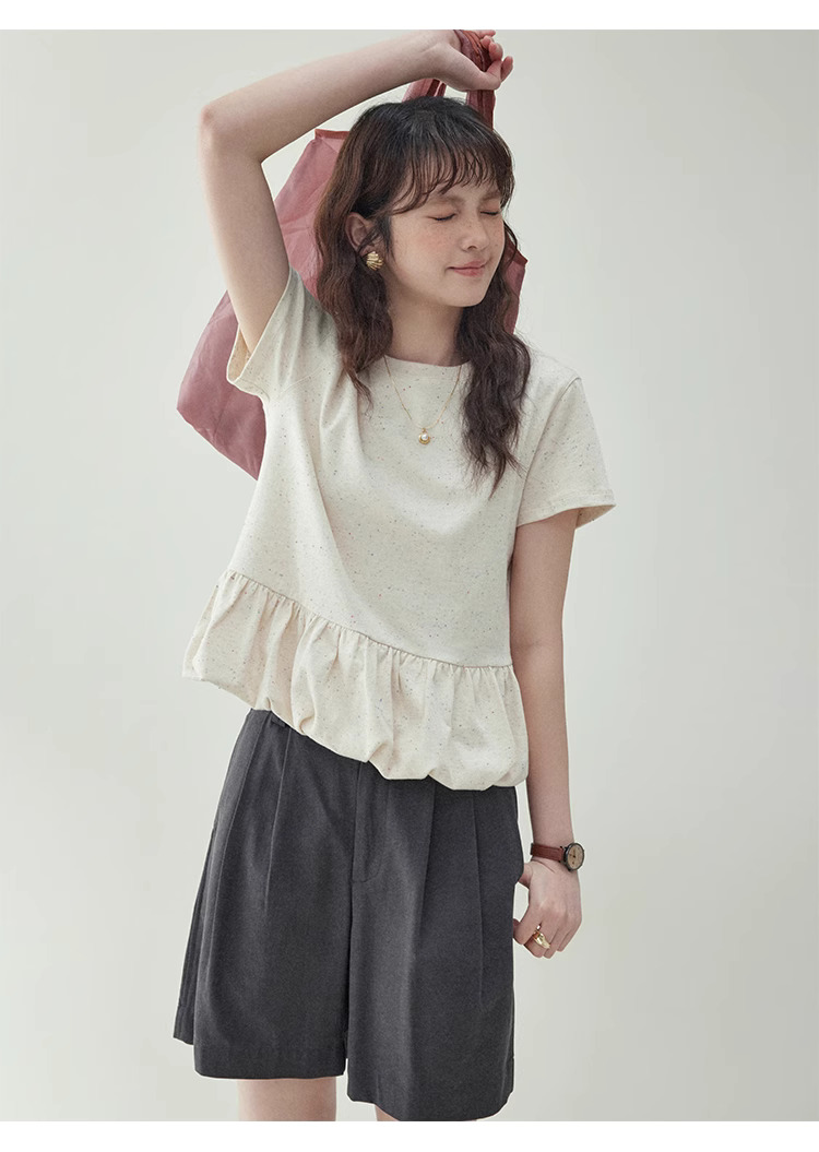 設計感彩點花苞短袖t卹女款夏季新款減齡短版上衣