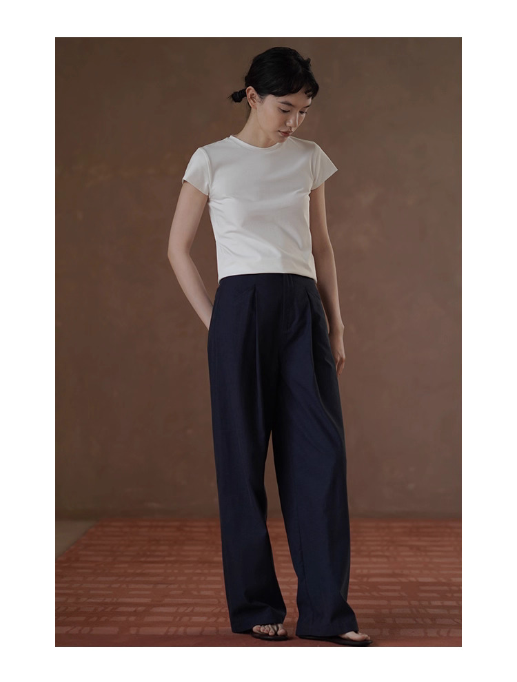 都會通勤女小眾設計長褲顯瘦高腰雙分割寬鬆紗卡寬腿褲,都會通勤女小眾設計長褲顯瘦高腰雙分割寬鬆紗卡寬腿褲,HBES3097,都會通勤女小眾設計長褲顯瘦高腰雙分割寬鬆紗卡寬腿褲,高腰壓摺,天絲混紡