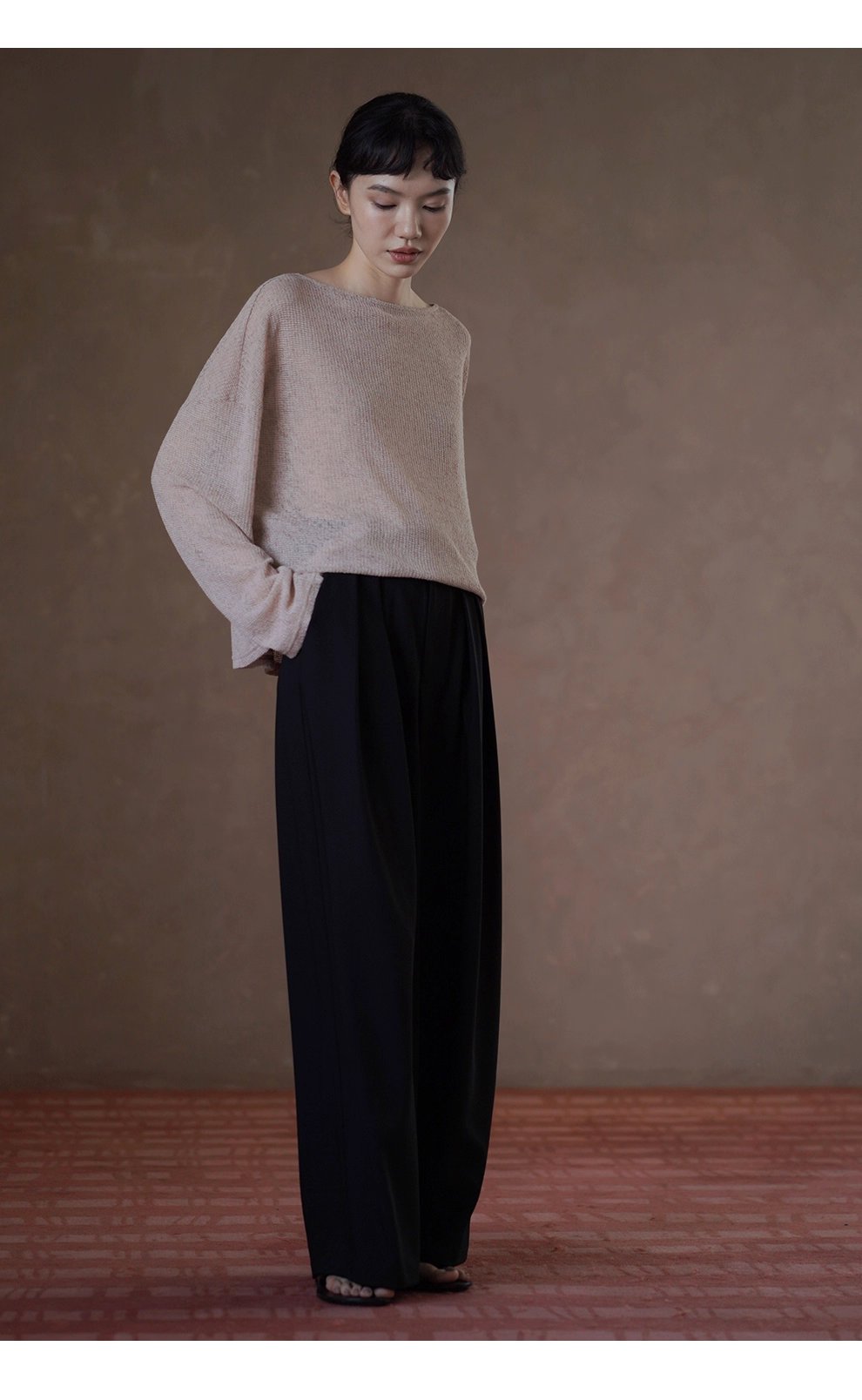 利落職場顯瘦高腰不對稱日字袢設計寬鬆顯瘦長褲女