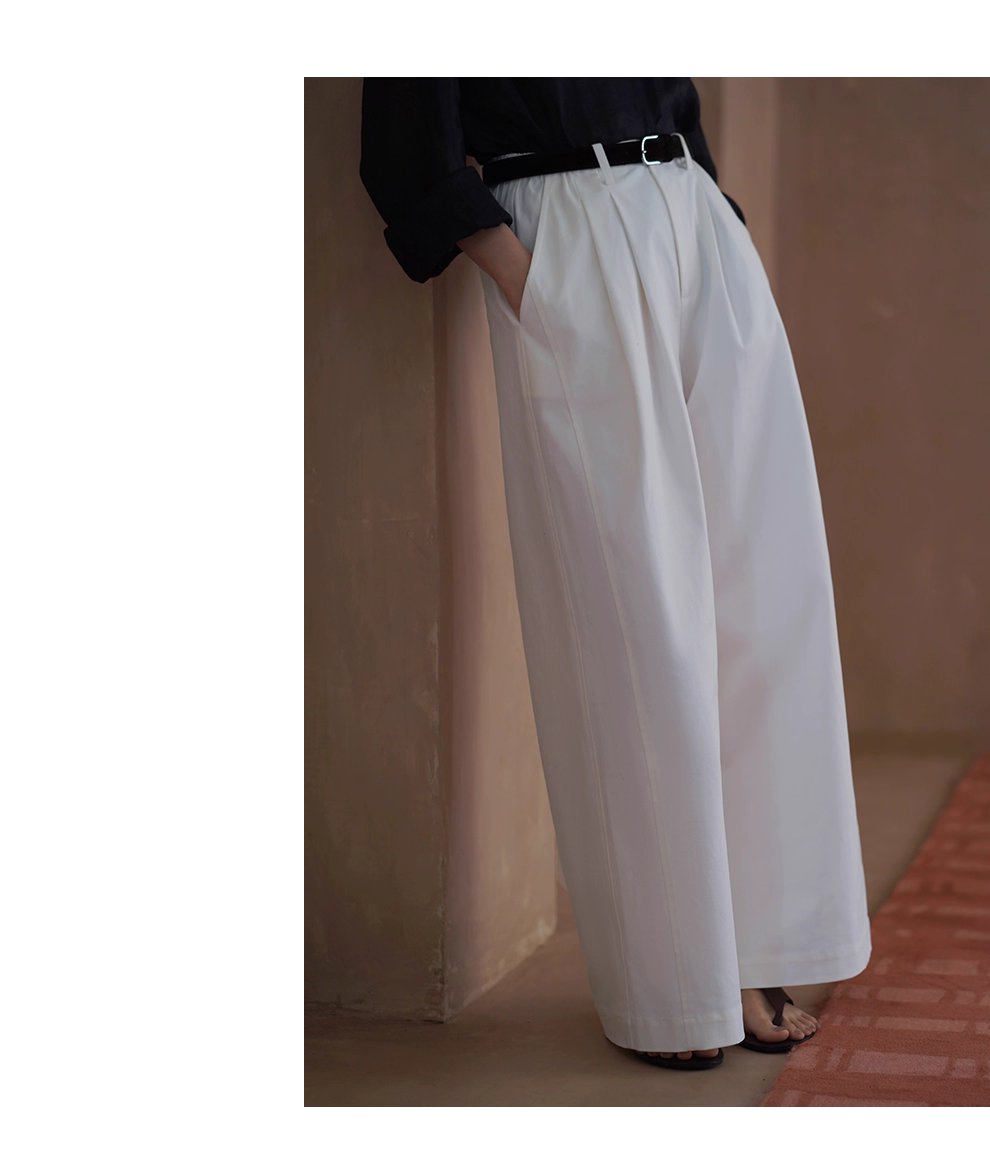跨季節實用基礎單品分割顯瘦俐落寬鬆版型高腰寬長褲