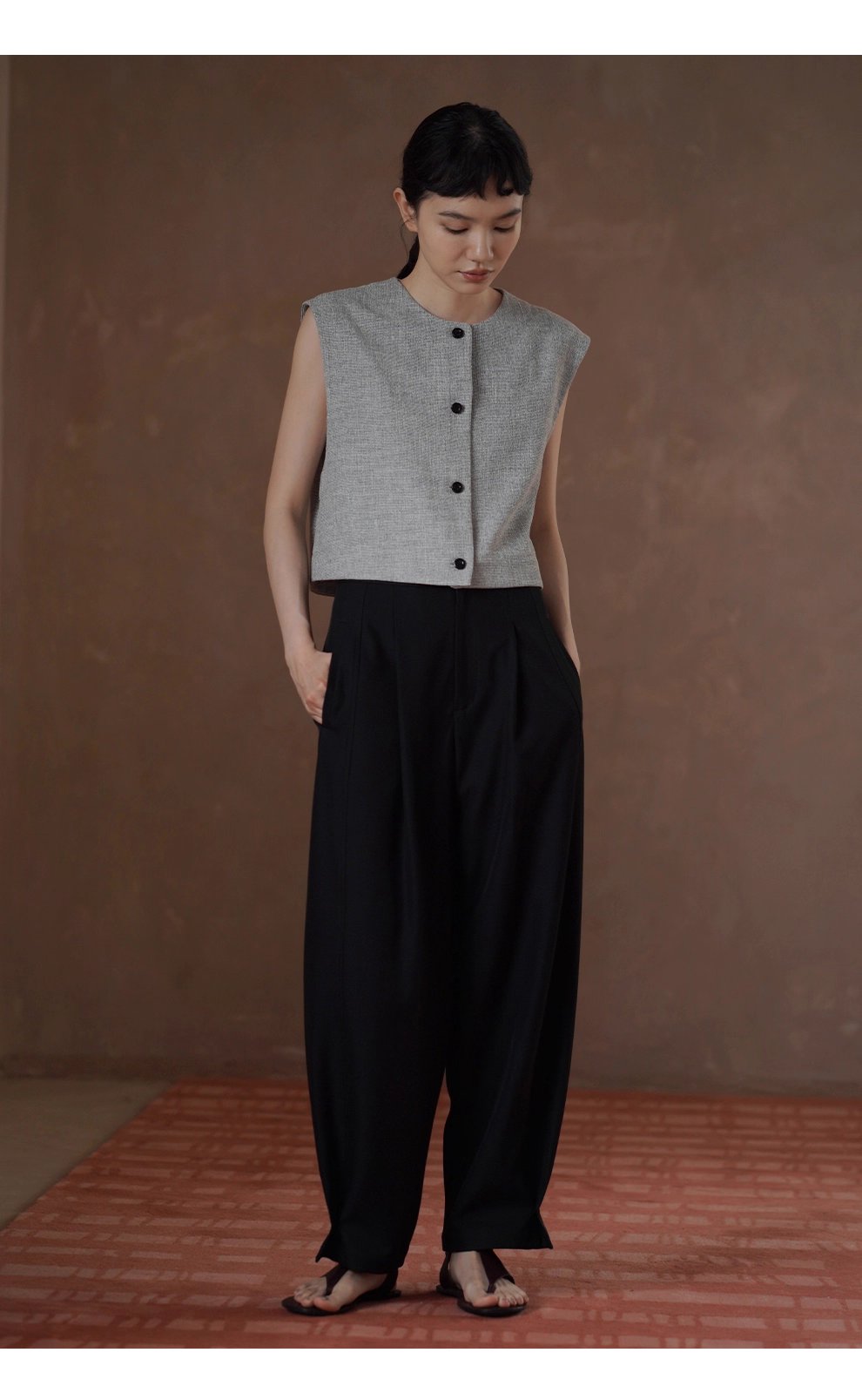 晨會通勤西裝褲垂順顯瘦可調腳口設計通勤闊腿長褲女