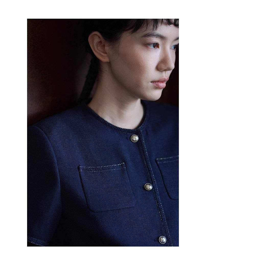 法式花邊拼接肌理感短袖小香氣質圓領通勤顯瘦短外套