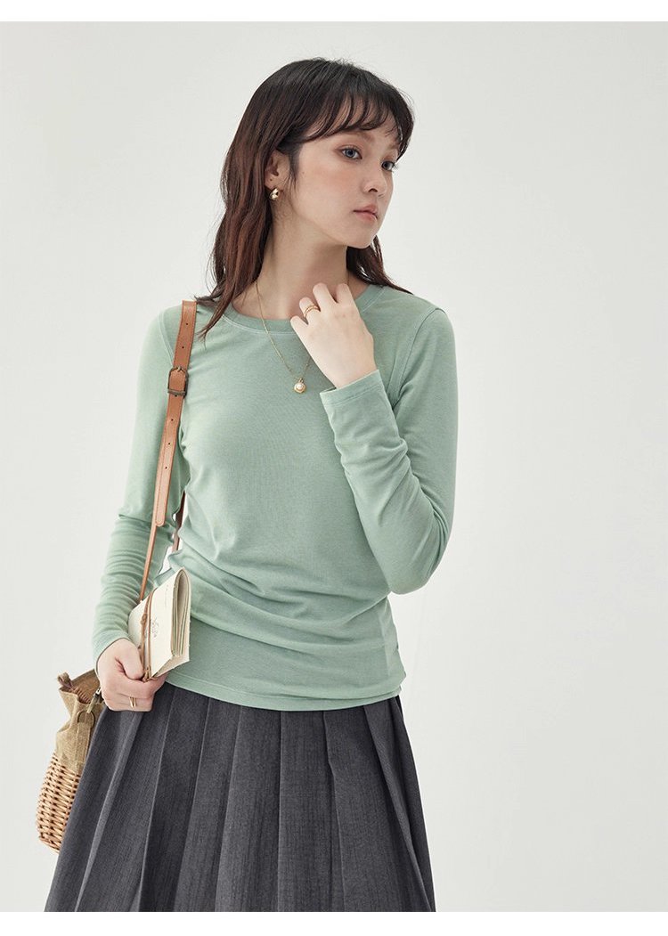 長袖修身薄款羊毛T恤女25秋季新款內搭上衣