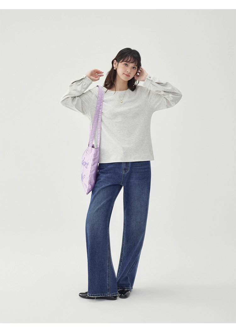 後排扣繫帶圓領衛衣T恤女秋季新款寬鬆長袖上衣
