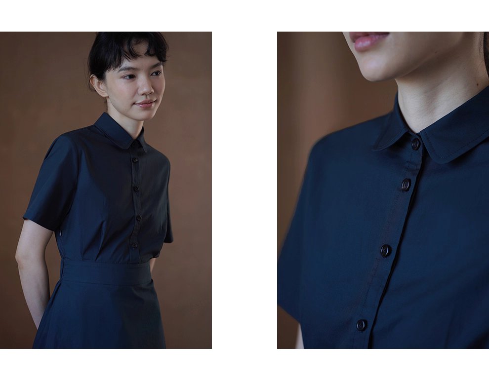 完美日常簡約通勤收腰大裙擺顯瘦遮肉梨形襯衫洋裝女