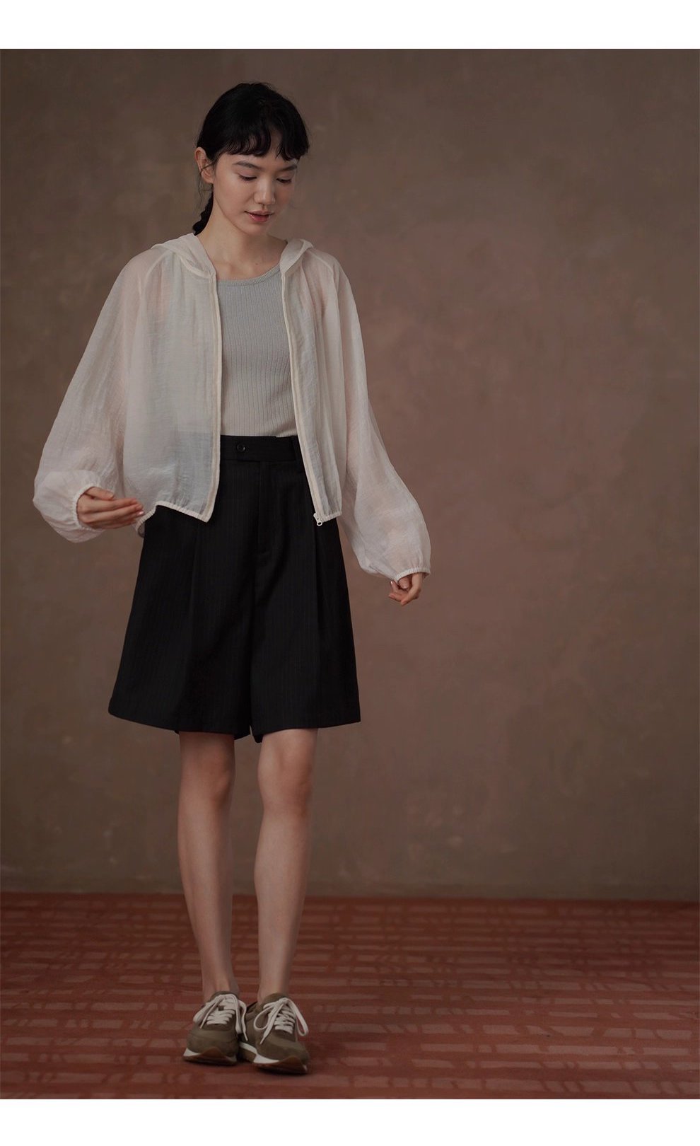 泡沫海洋肌理外套薄款透氣連帽長袖顯瘦休閒寬鬆上衣