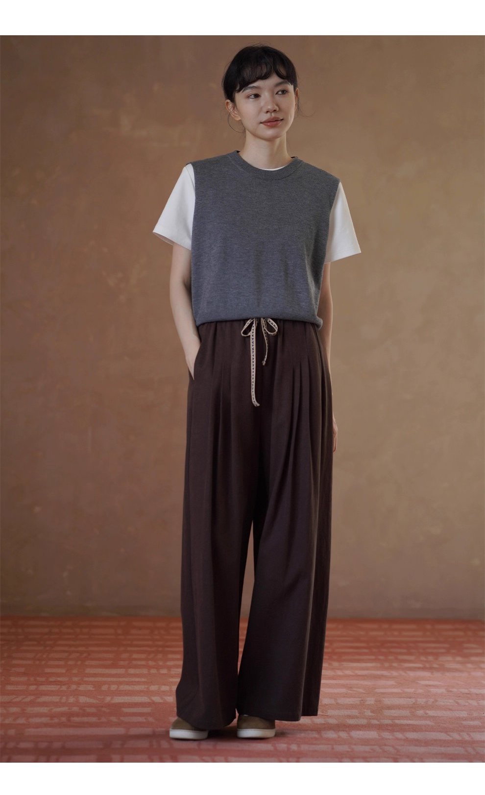 秋冬不可或缺時髦老錢圓領羊毛混紡百搭針織背心女