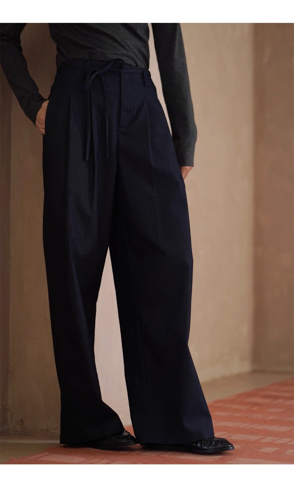 基礎時髦法則不挑人顯瘦版型遮肉寬鬆闊腿高腰牛仔長褲