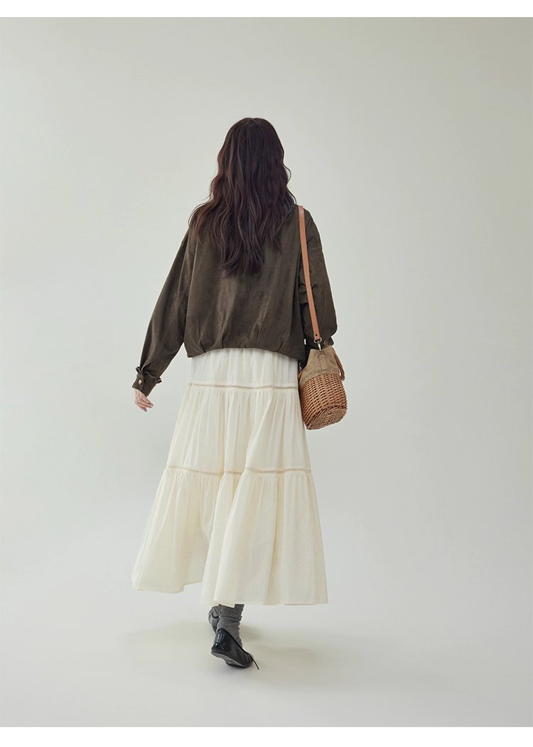 法式純棉拼接中長半身裙女秋季新款鬆緊腰蛋糕裙,法式純棉拼接中長半身裙女秋季新款鬆緊腰蛋糕裙,HBEW2009,法式純棉拼接中長半身裙女秋季新款鬆緊腰蛋糕裙,蛋糕裙擺,全棉面料