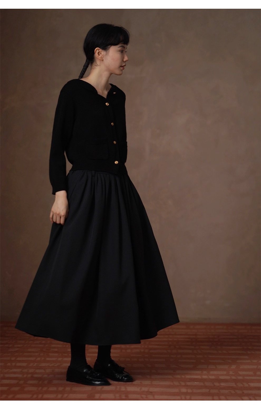 穿搭驚喜前後雙開復古金扣羊毛混紡毛衣顯瘦外套女