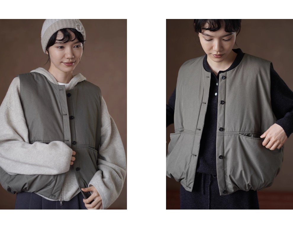 輕量保暖馬甲寬鬆H身型短款疊穿搭檔休閒圓領棉服外套女