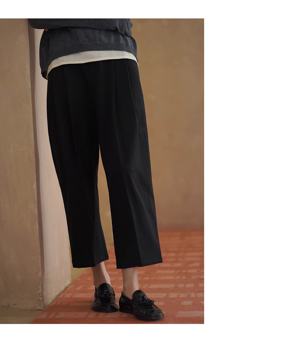 紳士通勤西裝褲俐落剪裁簡約法式高腰顯瘦錐形九分褲女