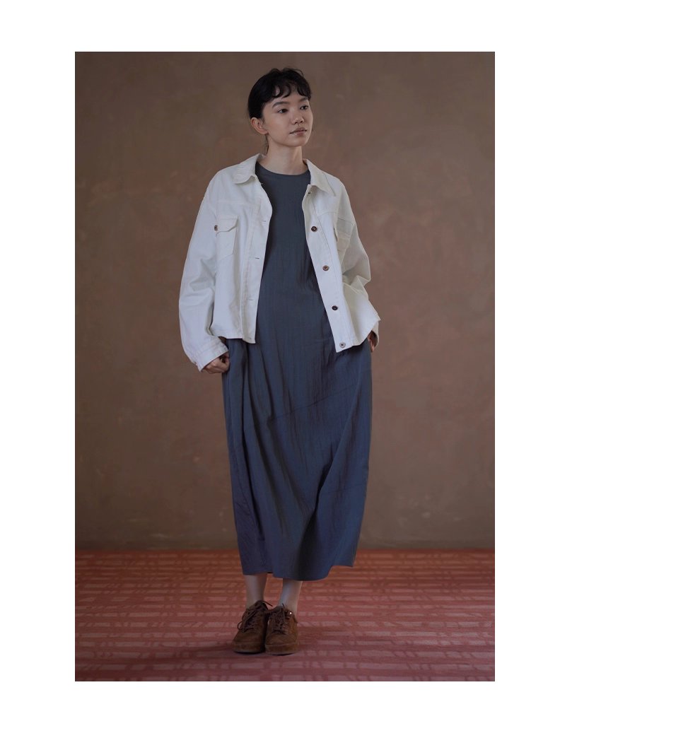 無負擔慵懶洋裝微皺肌理感寬鬆顯瘦廓形圓領通勤裙子