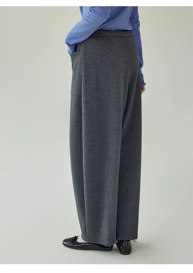 韓系灰色高腰休閒衛褲女秋季新款寬腿百搭彎刀褲